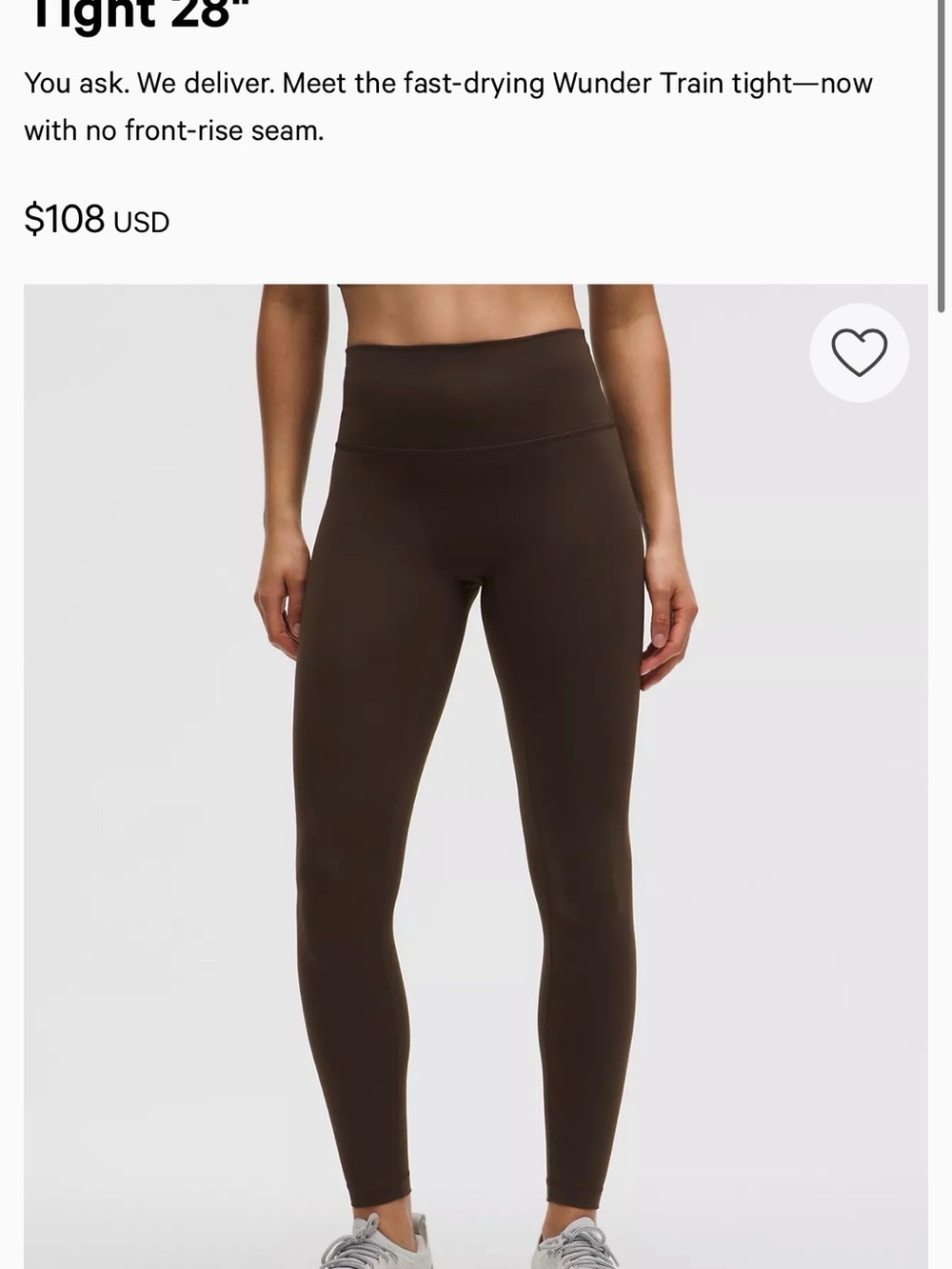 lululemon athletica Dark Brown Wunder Train High-Rise Leggings